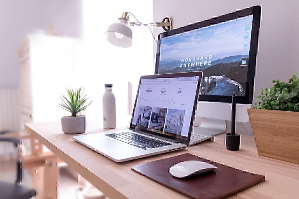 a picture of a laptop and a monitor