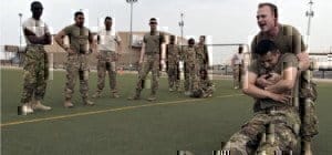 a few soldiers working