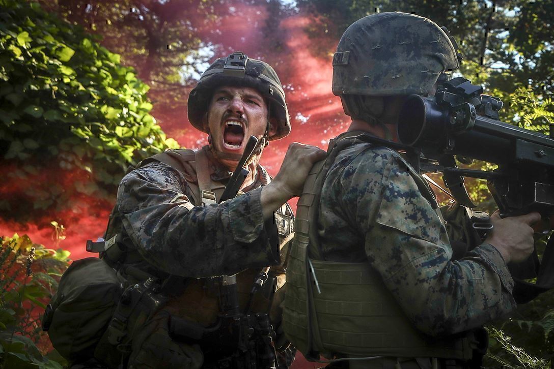 soldier screaming for help during a drill