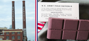 an unwrapped hershey chocolate bar