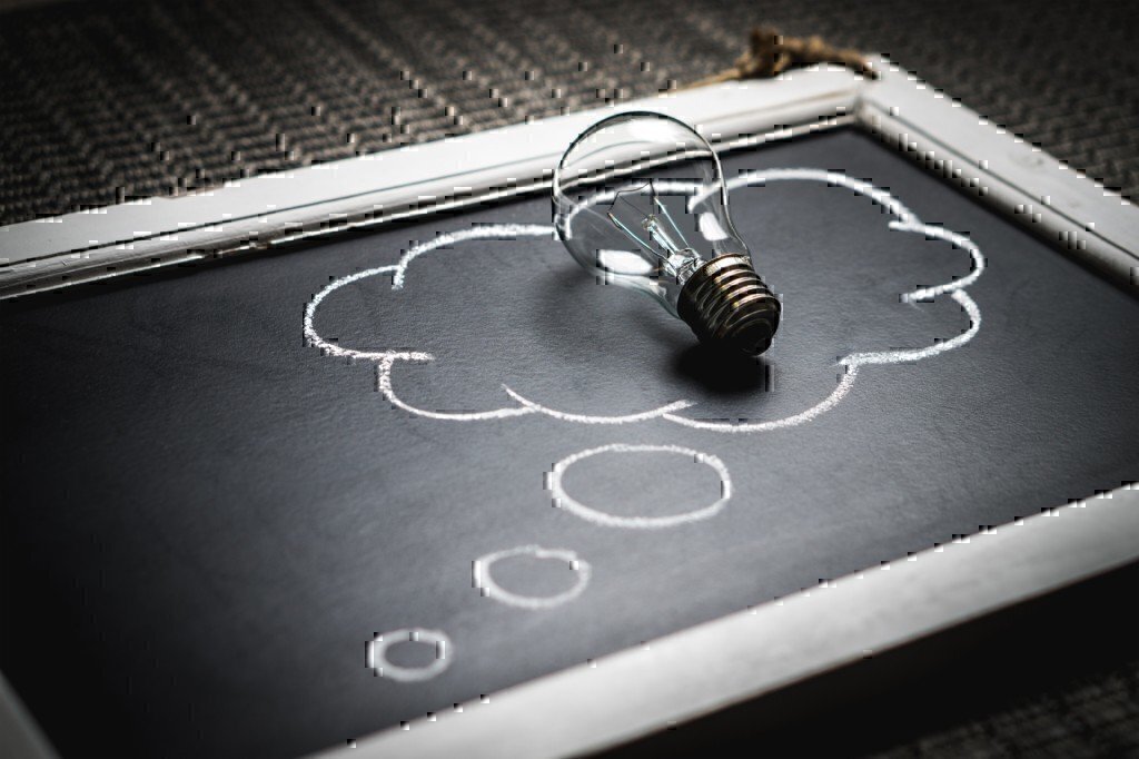 blackboard with a lightbulb