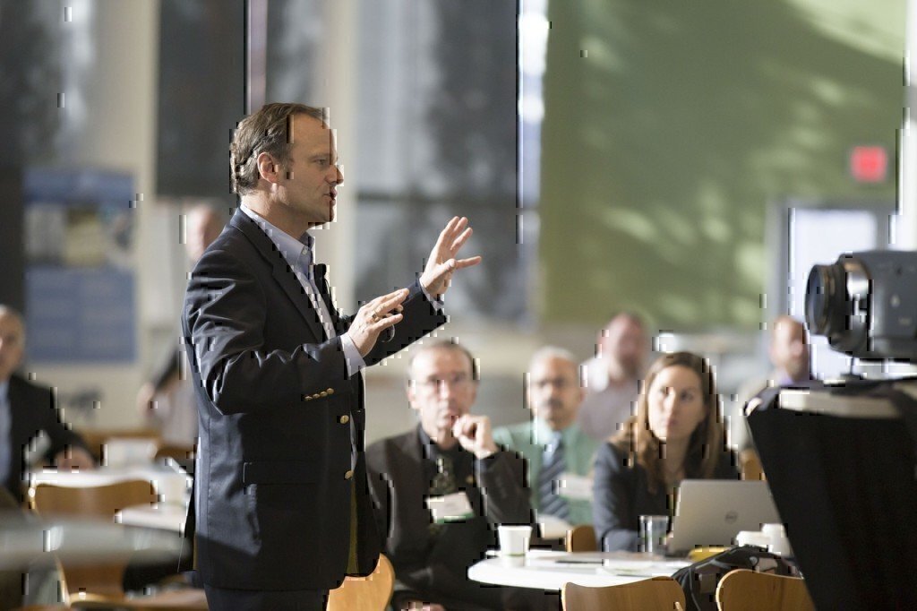 businessman giving presentation