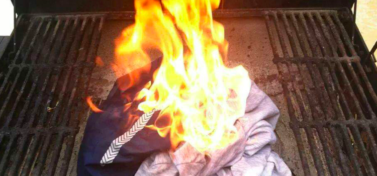 a pile of clothes burning