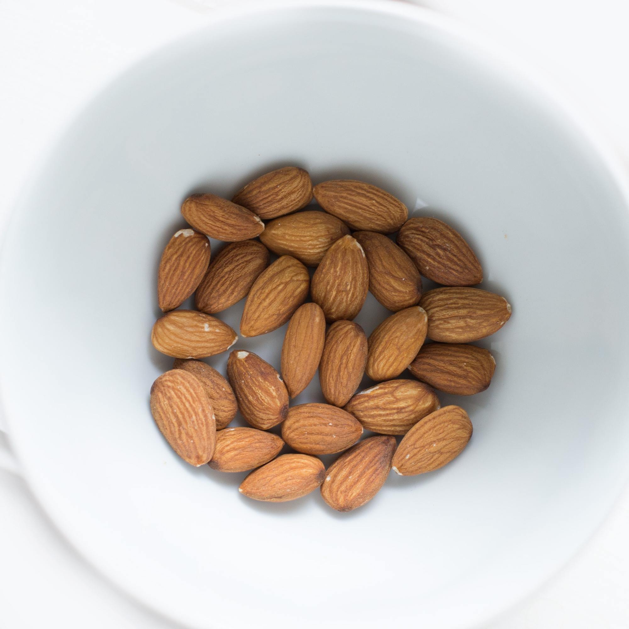 almonds in a white bowl