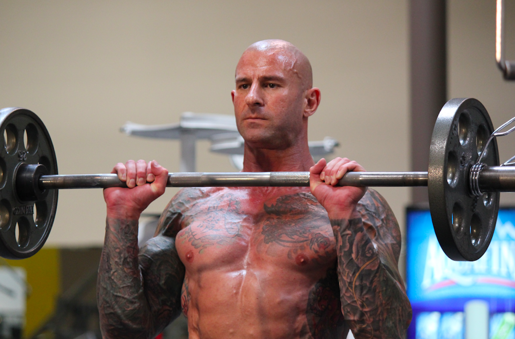 Jim Stoppani works out on a bar bell