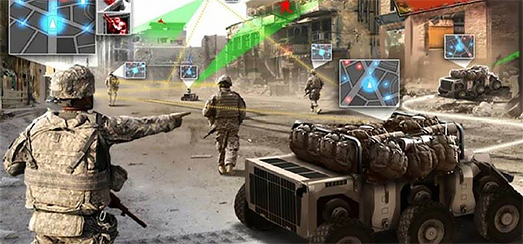 video game of soldiers on a screen with an army vehicle