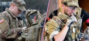 a picture of two soldiers with combat gear