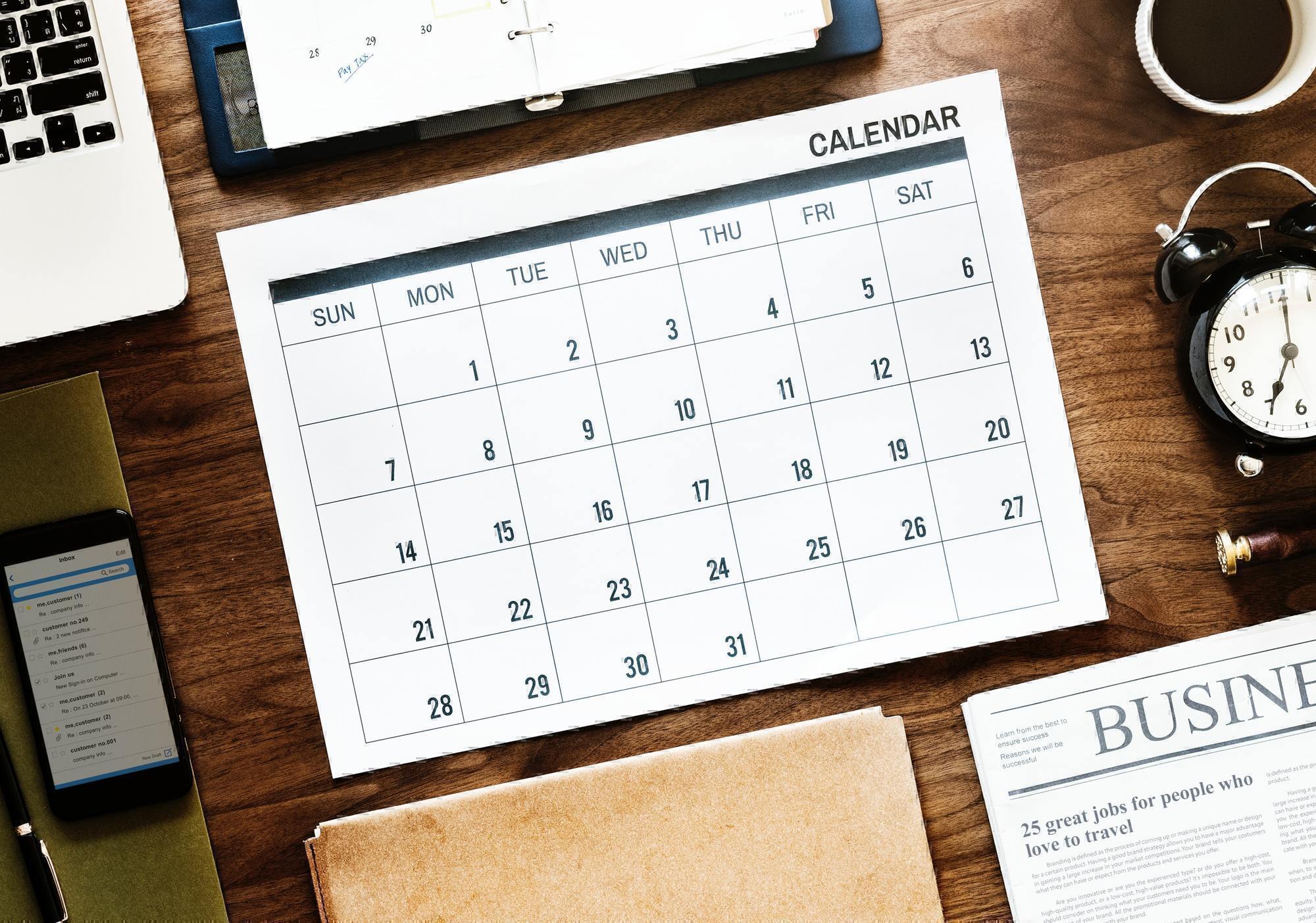 a picture of a schedule calendar