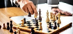 a man playing chess