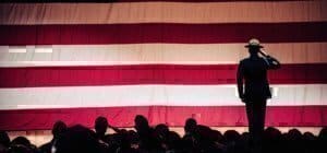 american flag salute on stage