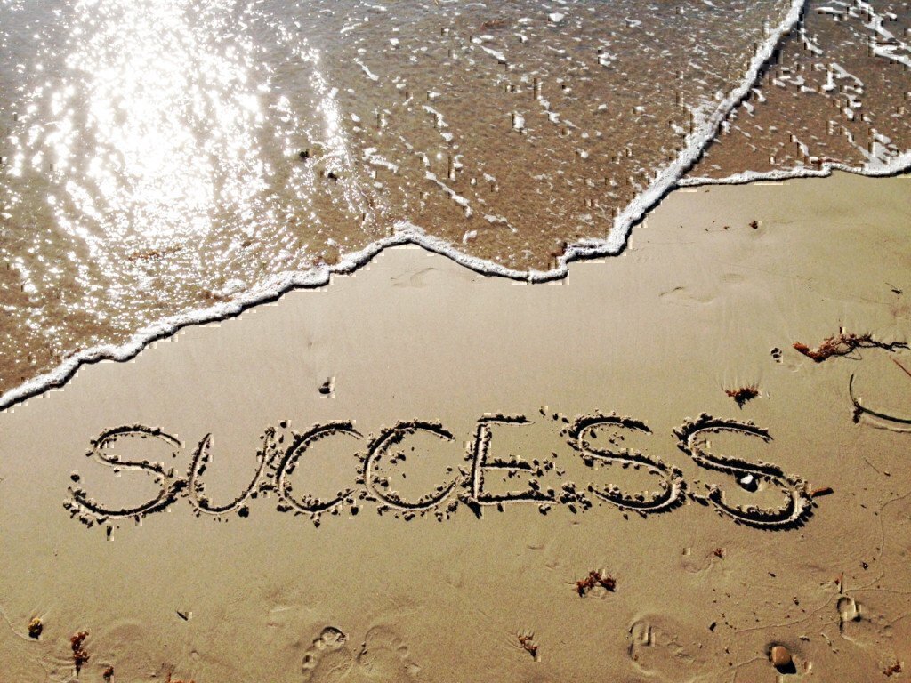 success in sand on the beach