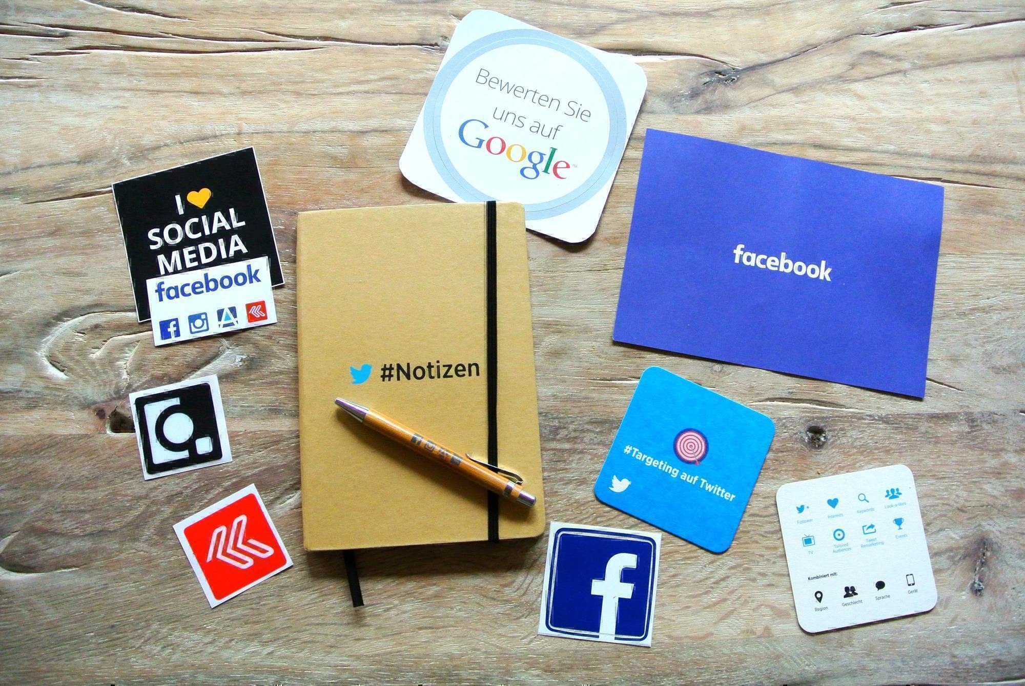 social media logos on a table