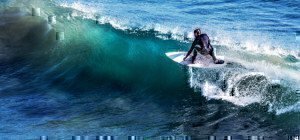 surfing on a wave