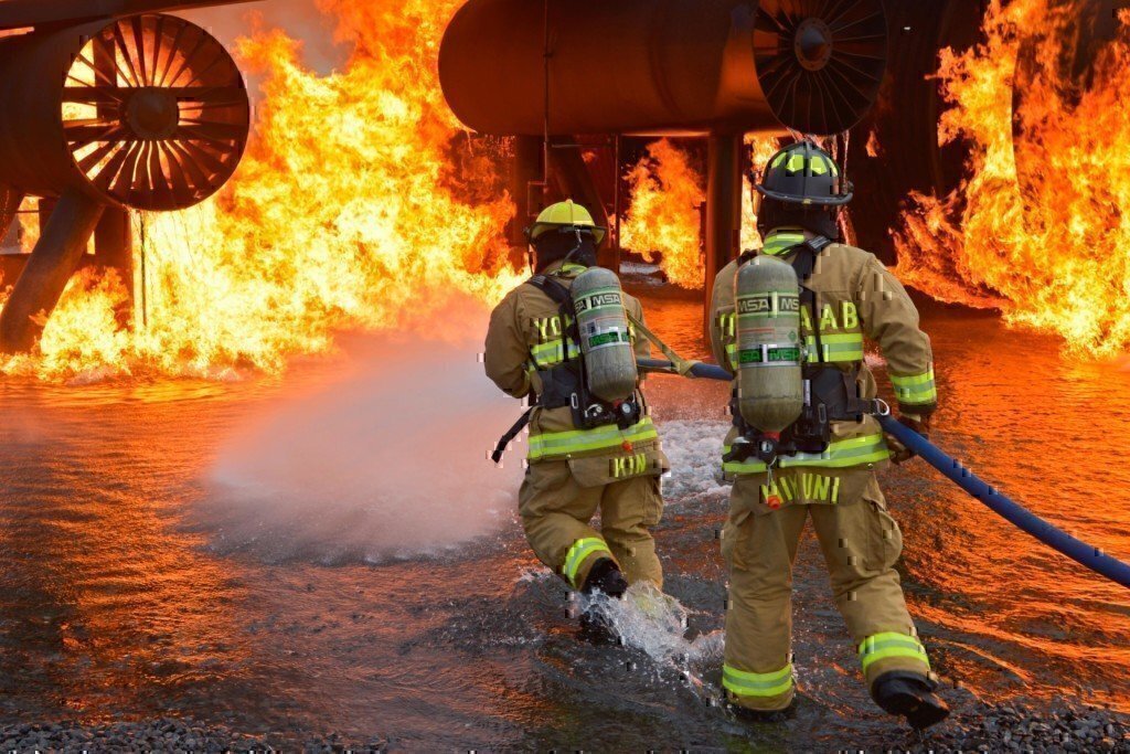 firefighters putting out a fire