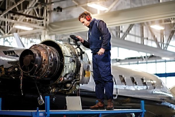 aircraft aviation technician at work