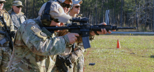 a soldier shooting at the range