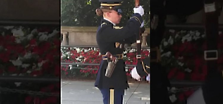 tomb of the unknown soldier with a pistol and rifle