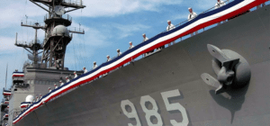 a navy ship showing its designations