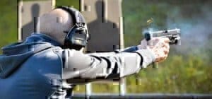 pistol shooting on the range