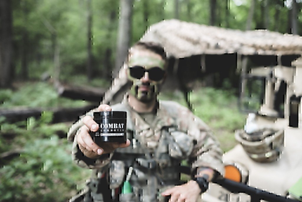 soldier holding pomade