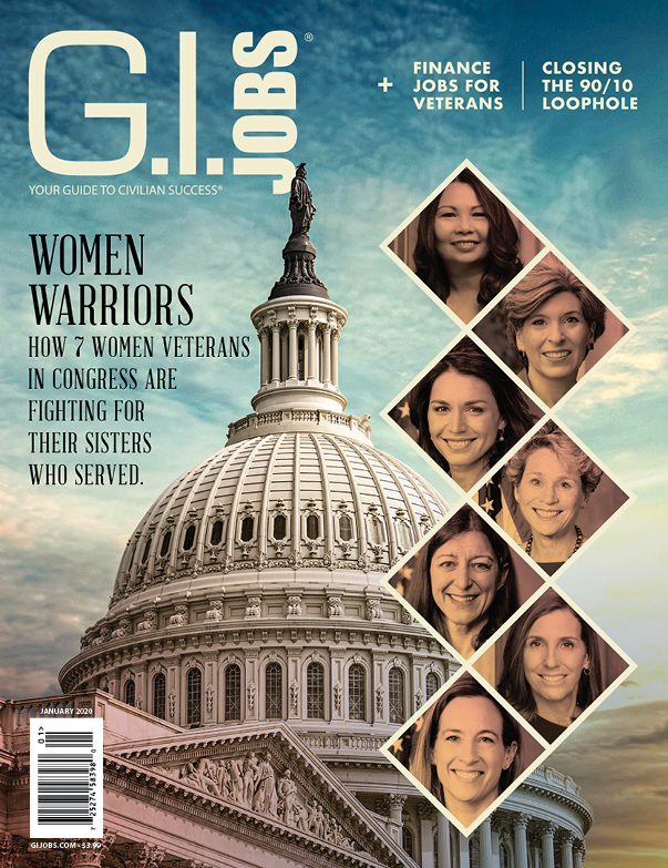 Army National Guard Veteran on the cover of January 2020 G.I. Jobs magazine who was the first female combat veteran elected to the Senate.