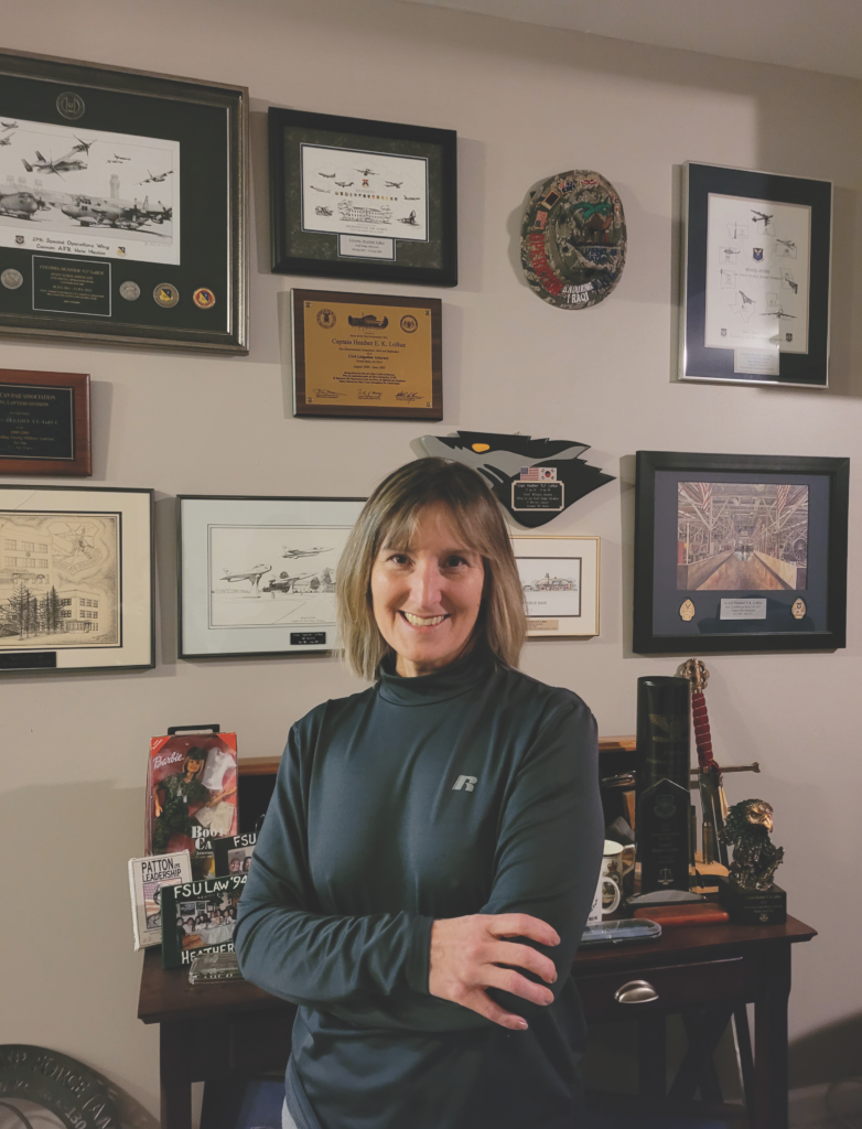 LaBue in her office at her new career after the military at Wells Fargo.