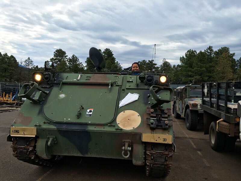 Mauer, a secret service agent and reservist sitting in an M2 Bradley