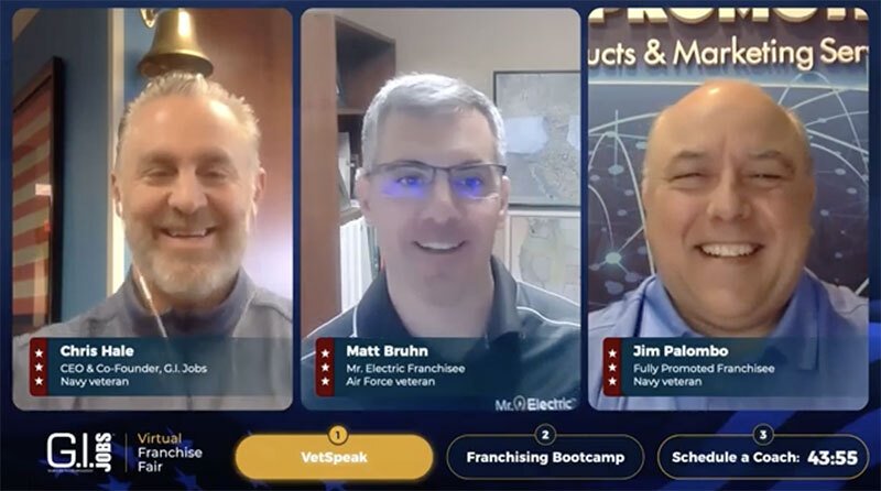 Vetrepreneur Franchise Workshop: Interview with Franchisees Matt Bruhn fo Mr. Electric, Air Force and Jim Palombo of Full Promoted, Navy