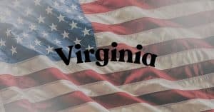 American flag with the word 'Virginia' written across the center.